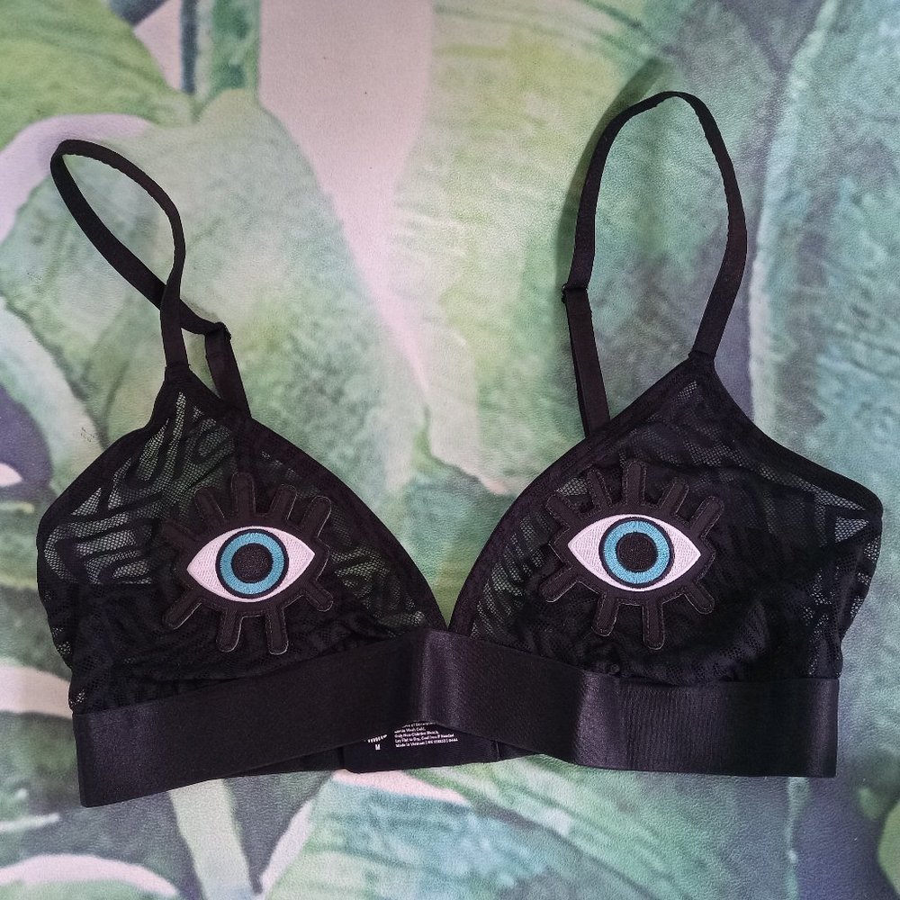 Evil Eye Patch Mesh Bralette (Black) *Brand New*